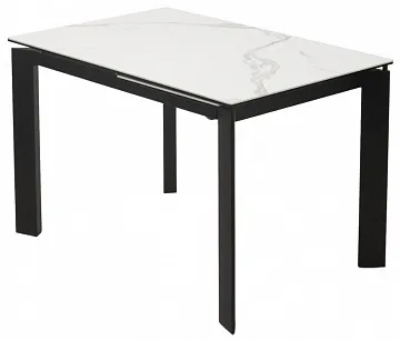 Стол CORNER 120 MATTE STATUARIO Белый мрамор матовый керамика, стекло/ черный каркас, ®DISAUR