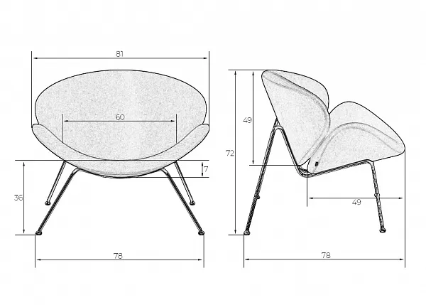 Кресло дизайнерское  EMILY (оранжевая ткань AF, золотое основание) фото 8