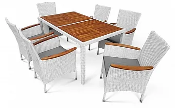 Комплект плетеной мебели мебели AFM-460A 150x90 White (6+1)