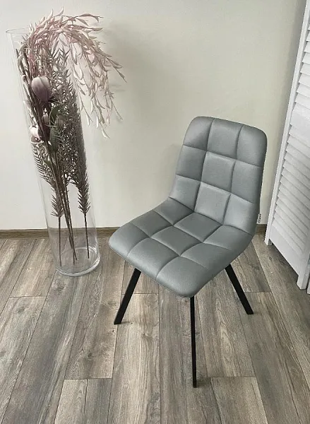Стул CHILLI SQUARE HK017-12 серый джинсовый, PU/ черный каркас фото 5