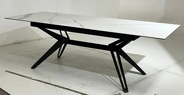 Стол URBINO 180 MATTE STATUARIO Белый мрамор матовый, керамика/ черный каркас, ®DISAUR фото 2