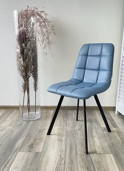 Стул CHILLI SQUARE HK017-17 глубокий голубой, PU/ черный каркас фото 6