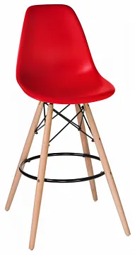 Стул барный DSW BAR ножки светлый бук, цвет сиденья красный R-02