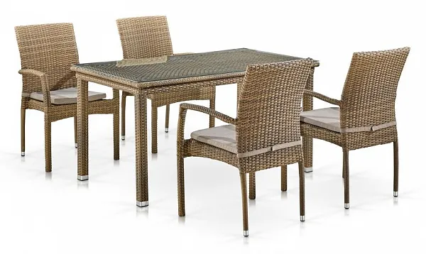 Комплект плетеной мебели T256B/Y379B-W65 Light Brown (4+1)