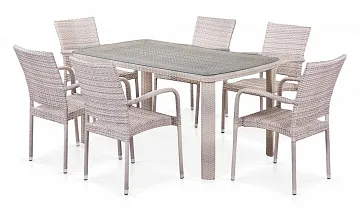 Комплект плетеной мебели T51A/Y376-W85-150x85 6Pcs Latte