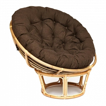 Кресло,PAPASAN ECO,  P115-1/SP STD / c подушкой, ремешками / Natural (натуральный), ткань Коричневый, 3М7-147