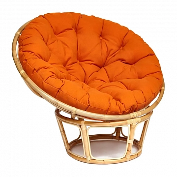 Кресло,PAPASAN ECO,  P115-1/SP STD / c подушкой, ремешками / Natural (натуральный), ткань Оранжевый, С 23