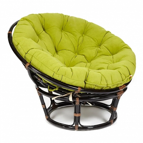 Кресло,PAPASAN, 23/01 W /с подушкой/ Antique brown (античный черно-коричневый), флок Олива, 23