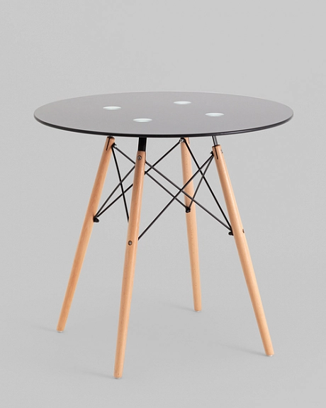 Стол круглый EAMES DSW NEW D=80 стеклянный черный фото 2