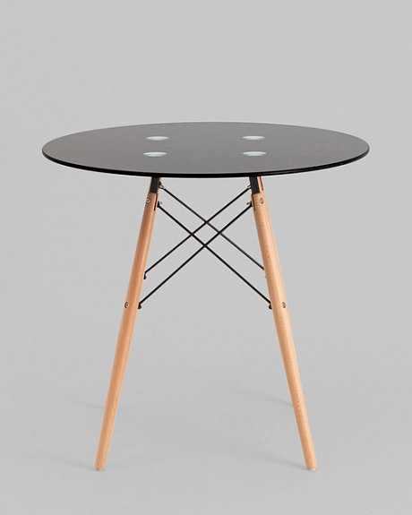 Стол круглый EAMES DSW NEW D=80 стеклянный черный фото 3