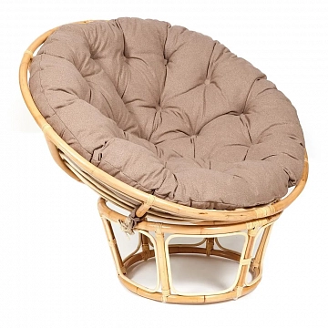 Кресло,PAPASAN ECO,  P115-1/SP STD / c подушкой, ремешками / Natural (натуральный), экошерсть Коричневый, 1811-5