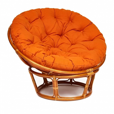 Кресло,PAPASAN, 23/01 W /с подушкой/ Cognac (коньяк), ткань Оранжевый, С 23
